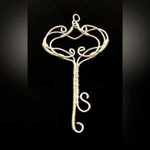 Wire Wrapped Silver Key Pendant